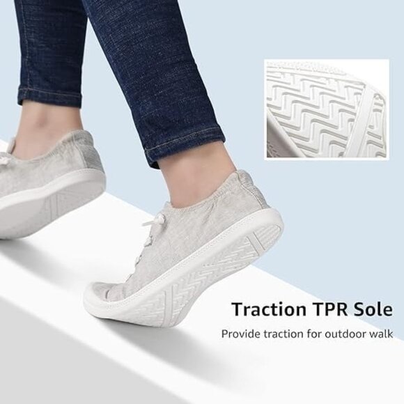 Womens Slip On Sneakers Comfort Casual Canvas Shoes Beige Sz 9 NEW - Picture 3 of 9